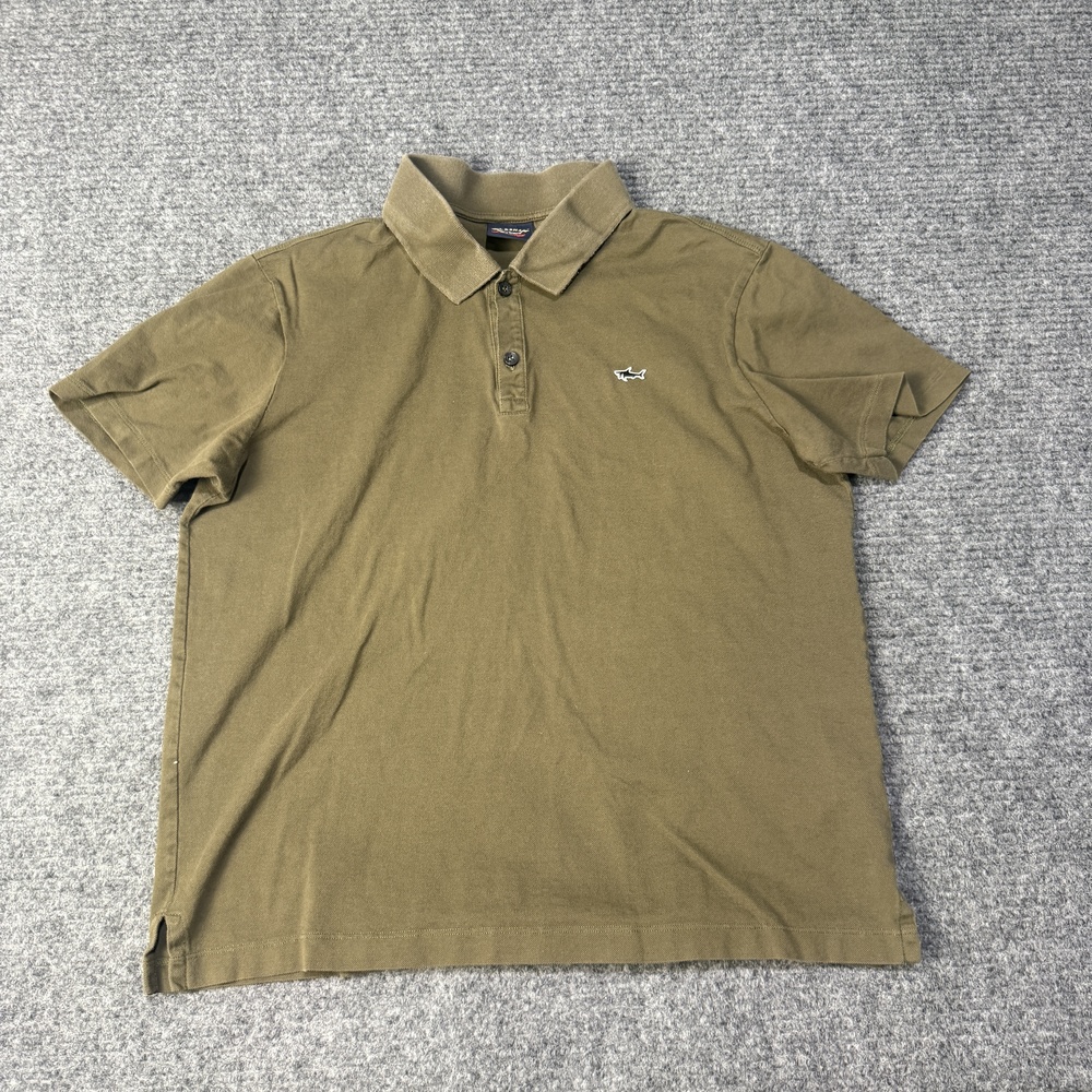 Paul & Shark Polo Shirt Mens Medium Green Solid Cotton Knit Yachting Logo Casual